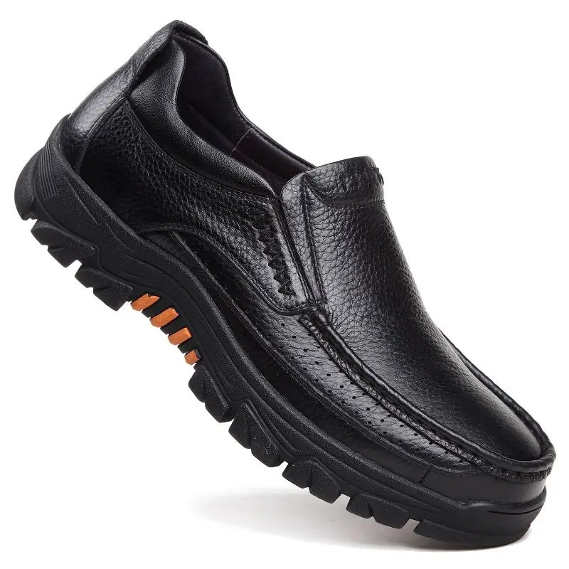 

DeelerSHion Genuine Leather Shoes Men Loafers Soft Cow Leather Men Casual Shoes New Male Footwear Black Brown Slip-on