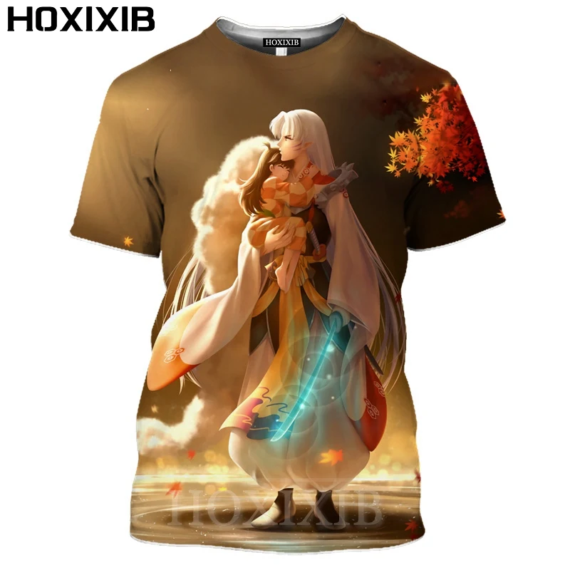 

Футболка HOXIXIB с аниме, летняя футболка с 3D принтом Inuyasha, Мужская футболка с круглым вырезом, мультяшный Женский пуловер Sesshoumaru, Забавные топы,...