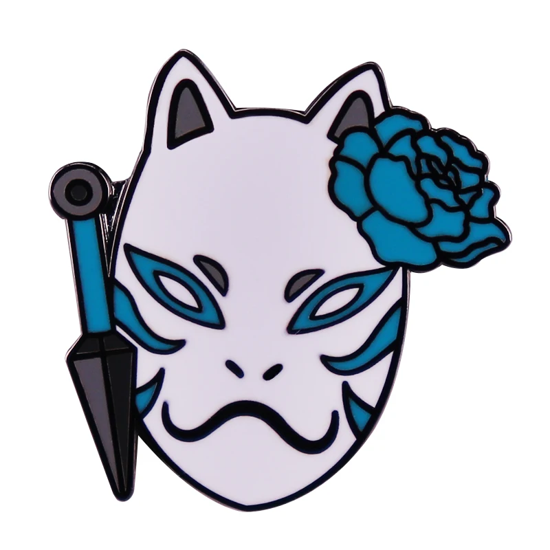 Значок ниндзя Kitsune с эмалью Anbu Membe в лисьем маске
