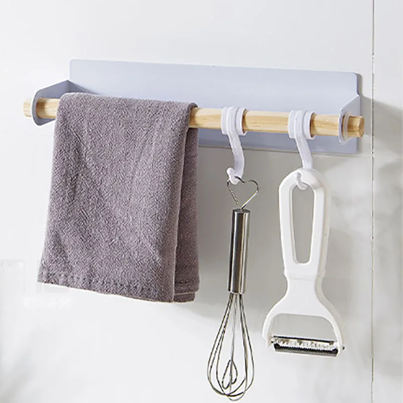 Металлический настенный держатель Деревянная Полка для полотенец органайзер