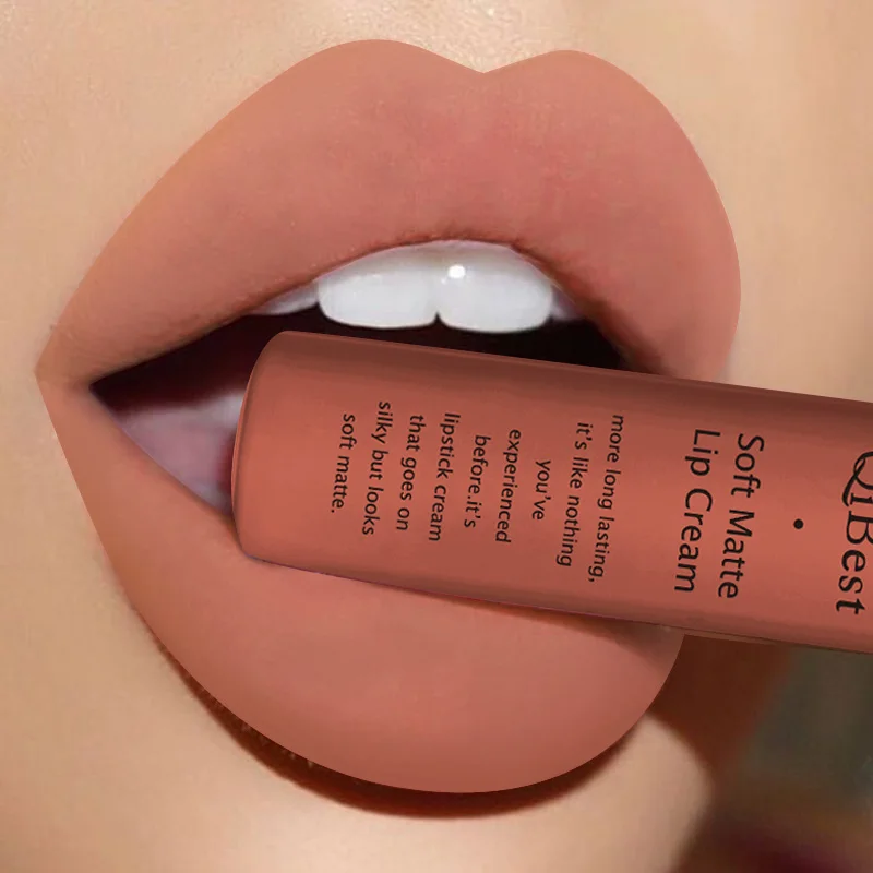 09 Бренд qibest губы красота Makup пигмент водонепроницаемый блеск для губ Стойкий черный бархат Матовая Обнаженная помада Красный Блеск для губ Лот - Цвет: 09
