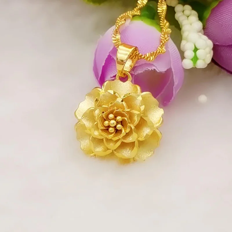 Женское Ожерелье с подвеской в виде большого сердца желтое золото 24 К ювелирные