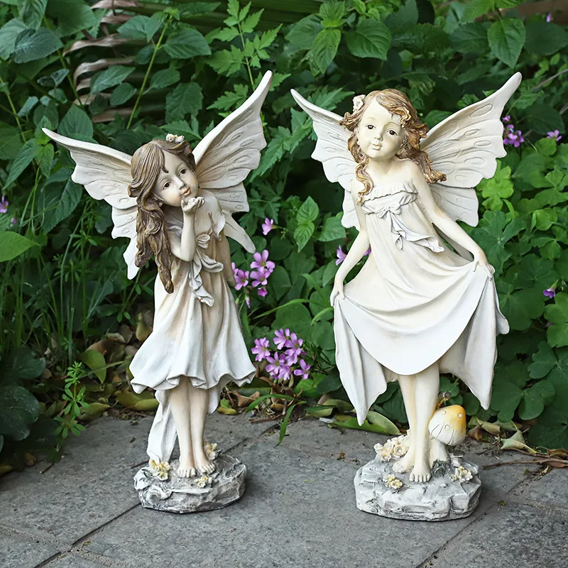 

European Style Retro Resin Craft Flower Fairy Sculpture Statue Garden Landscape Decoration