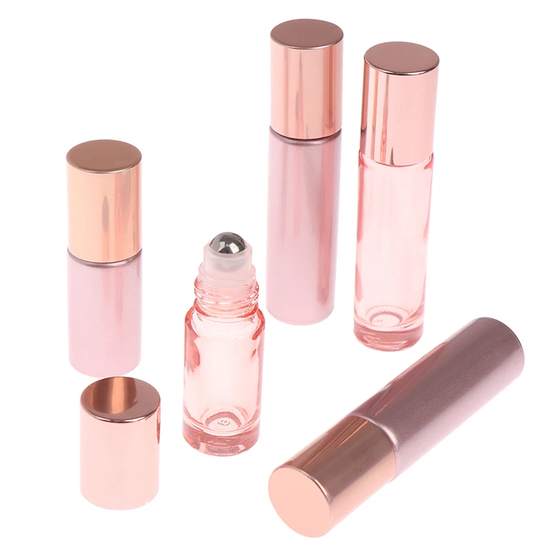 

2pcs Rose Gold Roll On Bottle Empty Perfume Essential Oil Stainless Steel Roller Ball