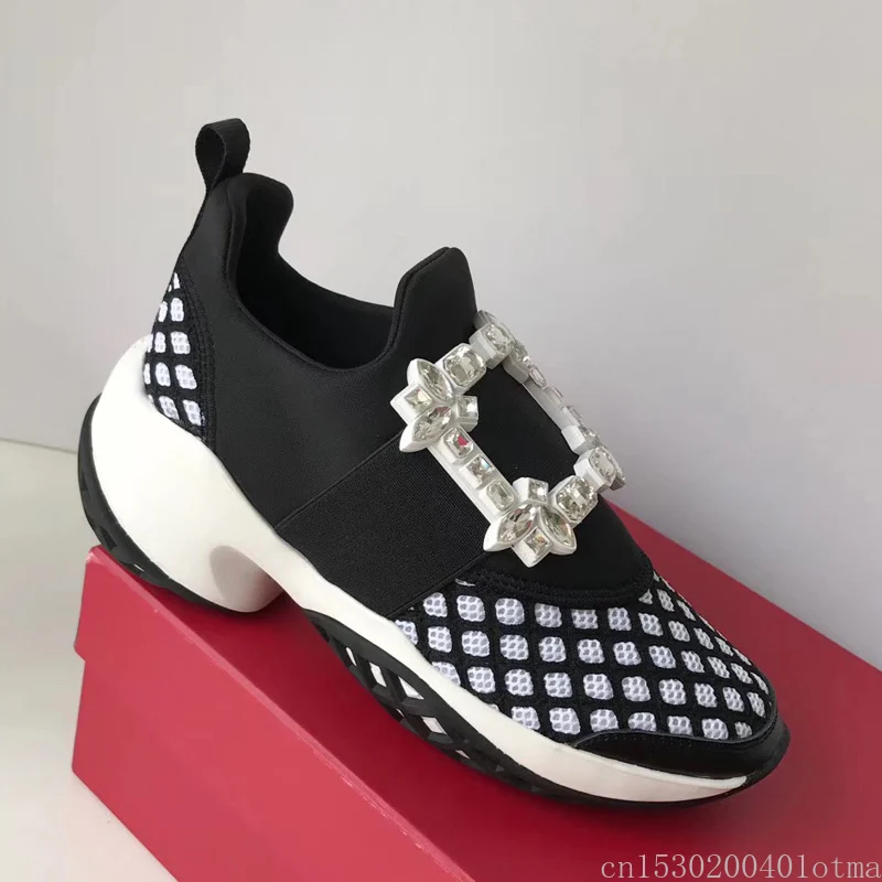 Модные женские кроссовки со стразами подиумная обувь женская повседневная с