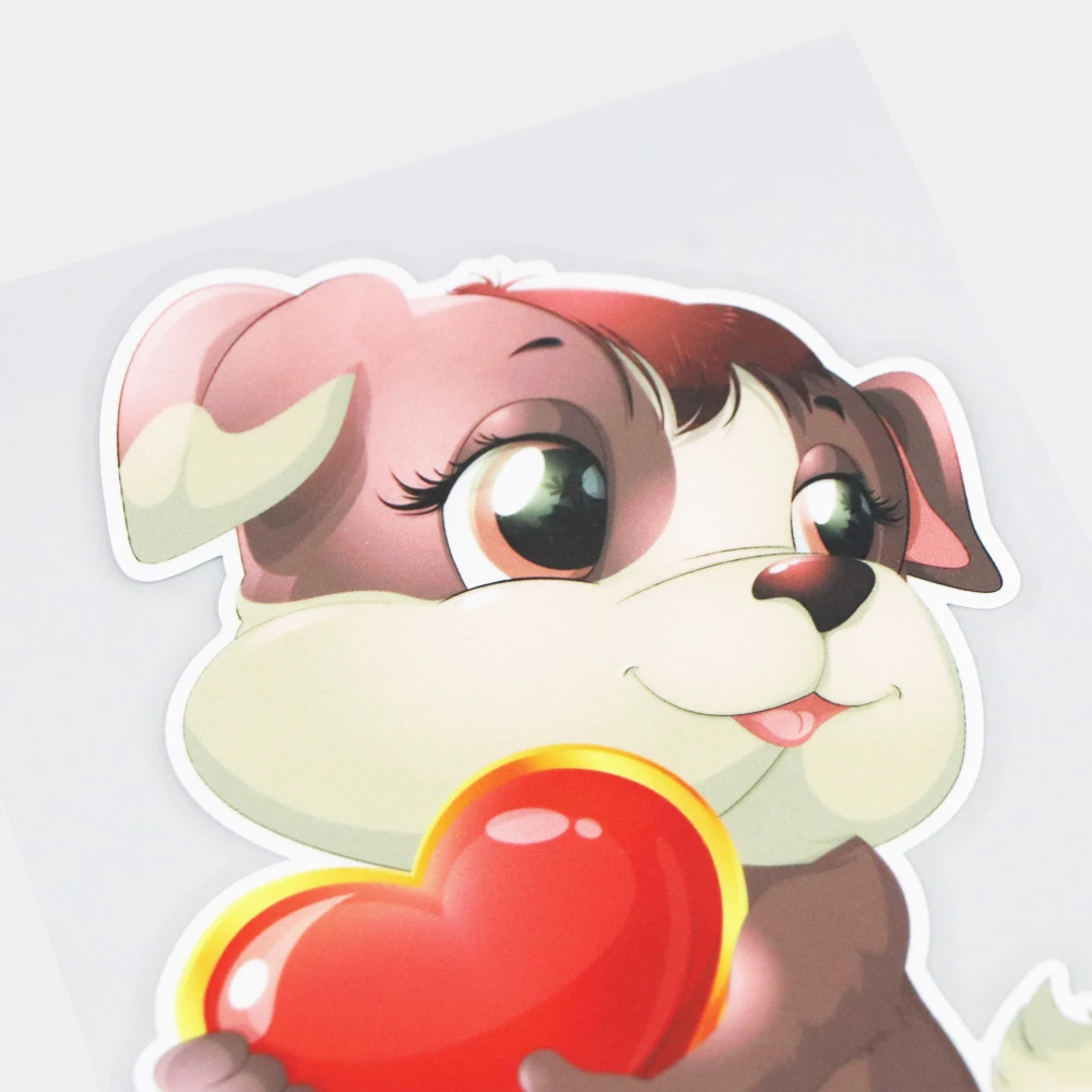 

YJZT 11.620CM Holding A Loving Dog Window Door Decoration Sticker Cartoon Car Accessories 21A-1090