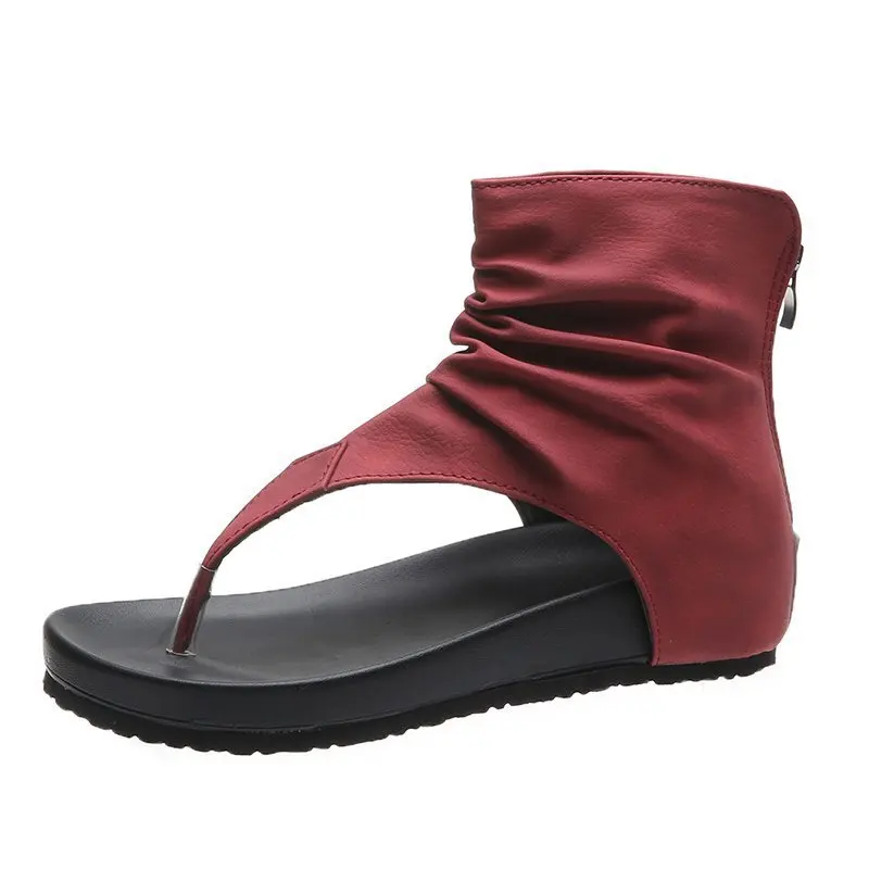 

Summer Lady Casual Beach Sandals Flat Woman 2021 New Female Zipper Slip-on Clip-toe Shoes