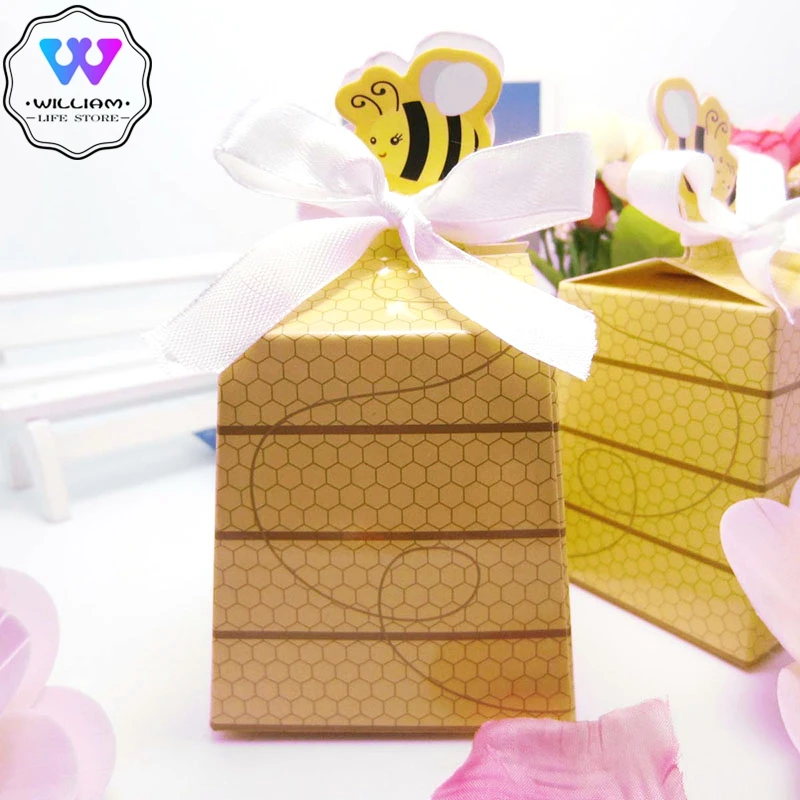 12 шт./лот Милая бумажная коробка для конфет с мультяшными пчелами и медом будущей