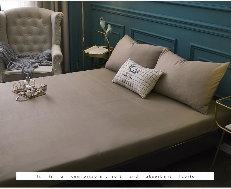 1pcs cotton Fitted Sheet High 30cm solid color Bed Sheet Four Corners With Elastic Band Mattress Cover 90x200cm/200x220cm
