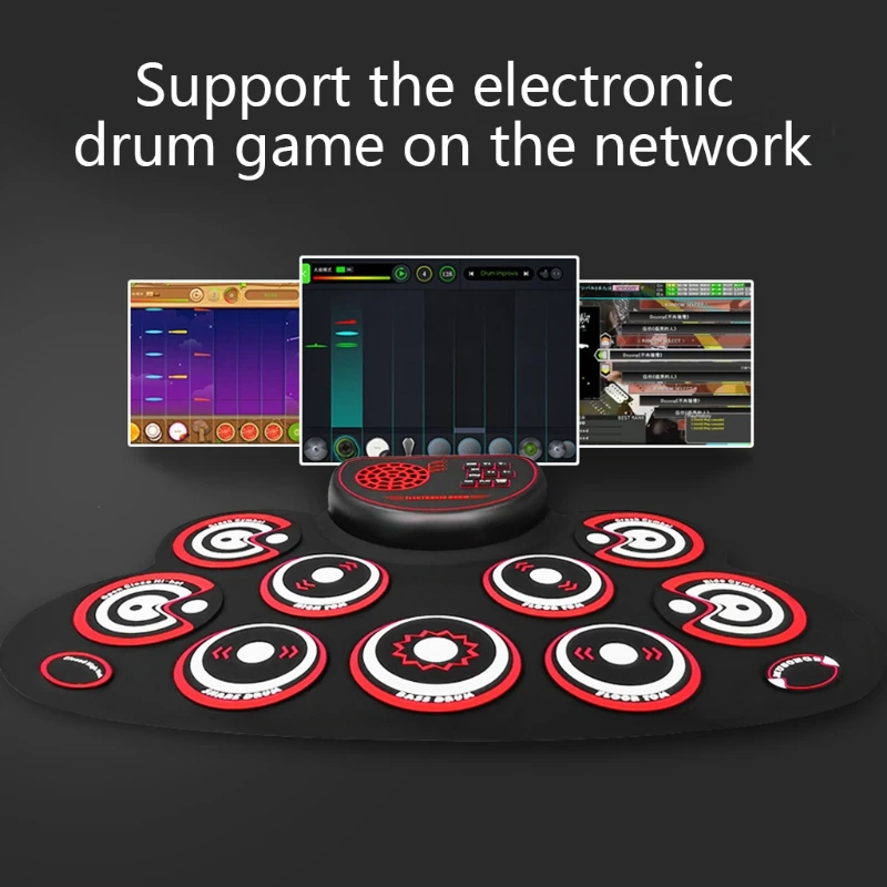 

lectronic Drum Set - Practice Drum Pad Roll Up Potable Drum Kit with Headphone J 652D