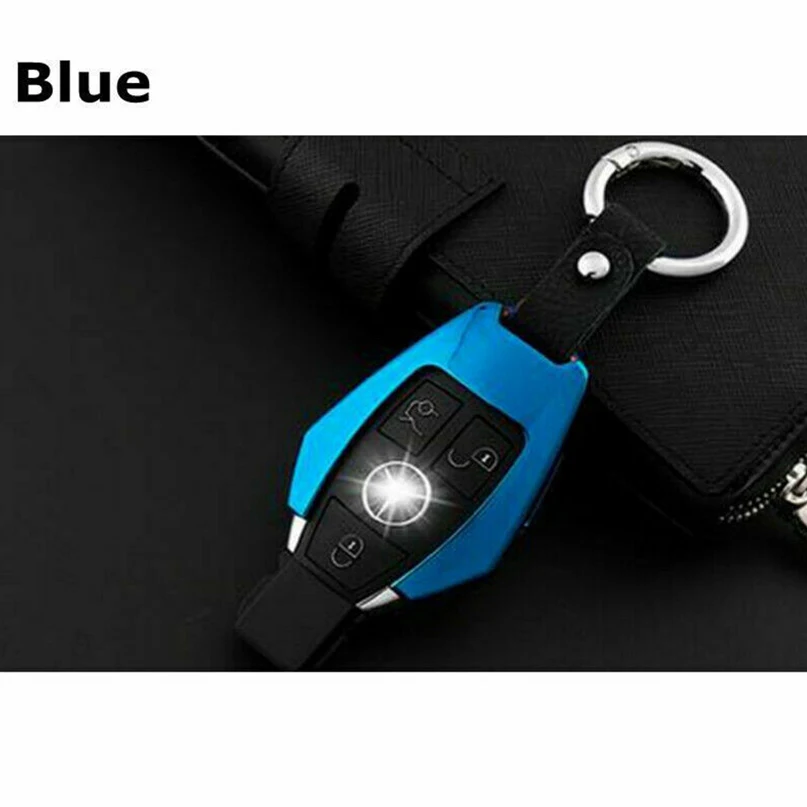 

New Aluminium Car Key Bag Case Cover Shell With Keychain Keyring For Mercedes-Benz