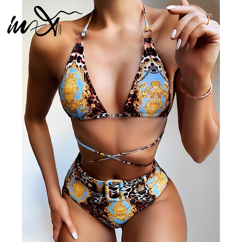 В X Винтаж Пейсли с рисунком купальник женский бикини высокой талией 2020