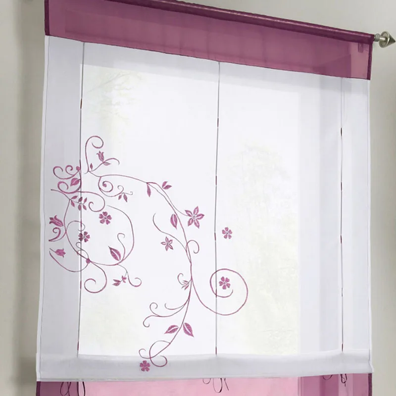 

European Roman Voile Curtain Embroidered Rustic Curtain Blinds Gauze Small Coffee Tulle Curtain Kitchen Cafe Half-curtain