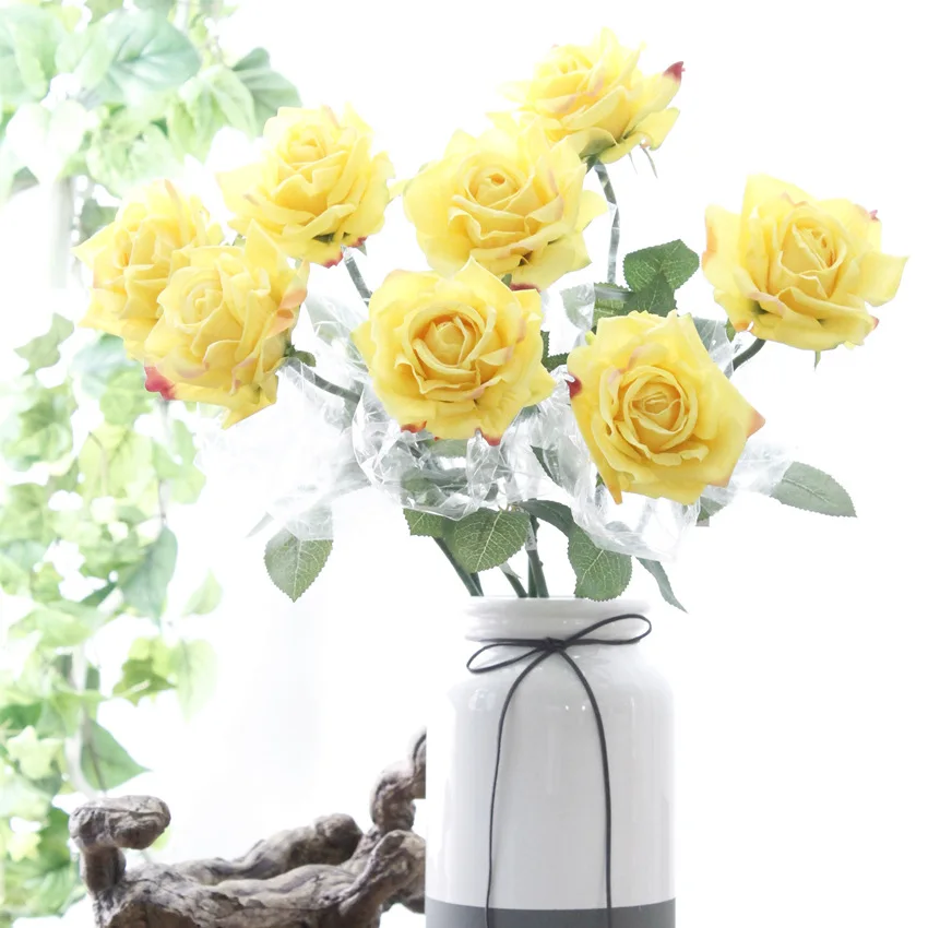 Реальное прикосновение Большой розы Искусственные цветы ветви для свадебного