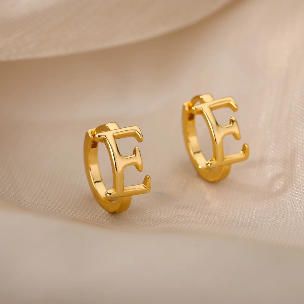 

Gold A-Z Letter Piercing Earrings For Women Punk Hip Hop Small Hoop Earrings 2021 Trend Stainless Steel Jewelry Gifts Pendientes