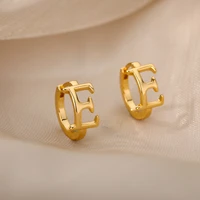 gold a z letter piercing earrings for women punk hip hop small hoop earrings 2021 trend stainless steel jewelry gifts pendientes