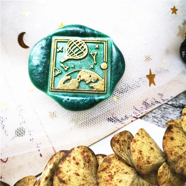 Романтический на воздушном шаре земли головка штемпеля из Фотофон в ретро стиле