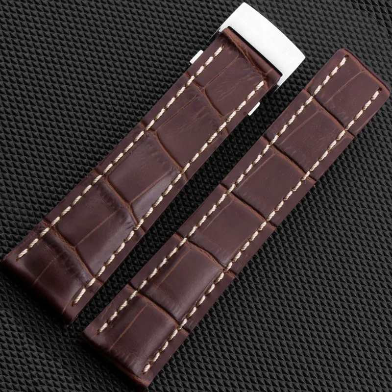 Новый 22mm24mm для Breitling ручной ремешок из воловьей кожи с бамбуковым + раза застежка