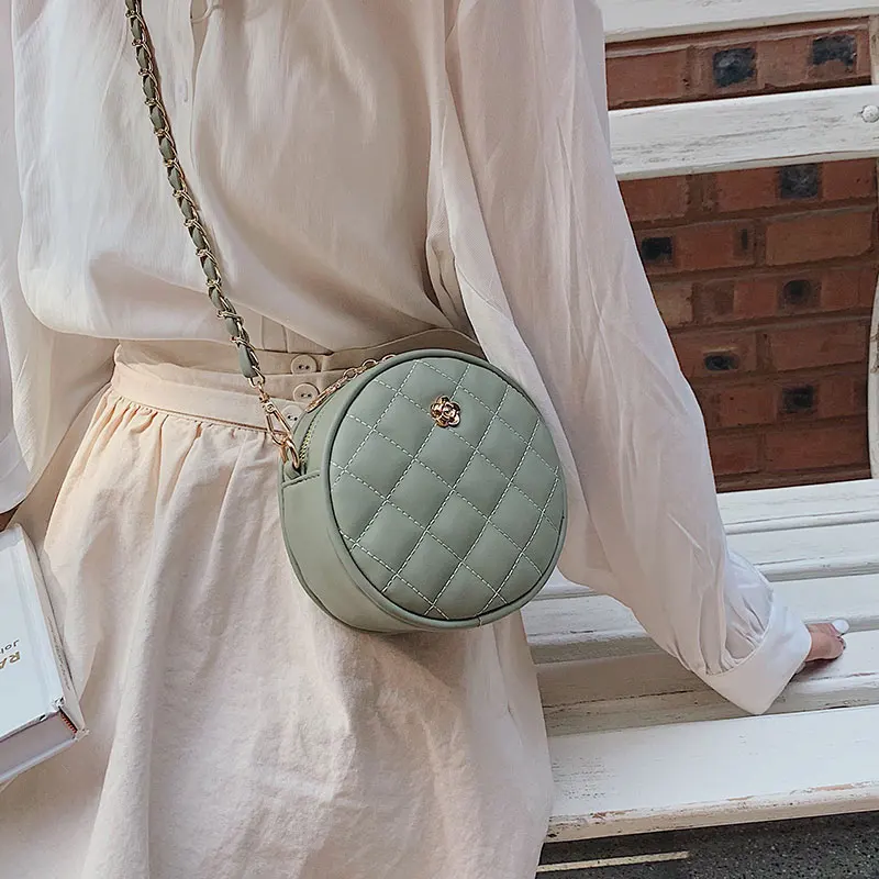 

Милая леди, новинка 2020, модная универсальная сумка-мессенджер на одно плечо, маленькие круглые сумки в сеточку с красной цепочкой со стразам...