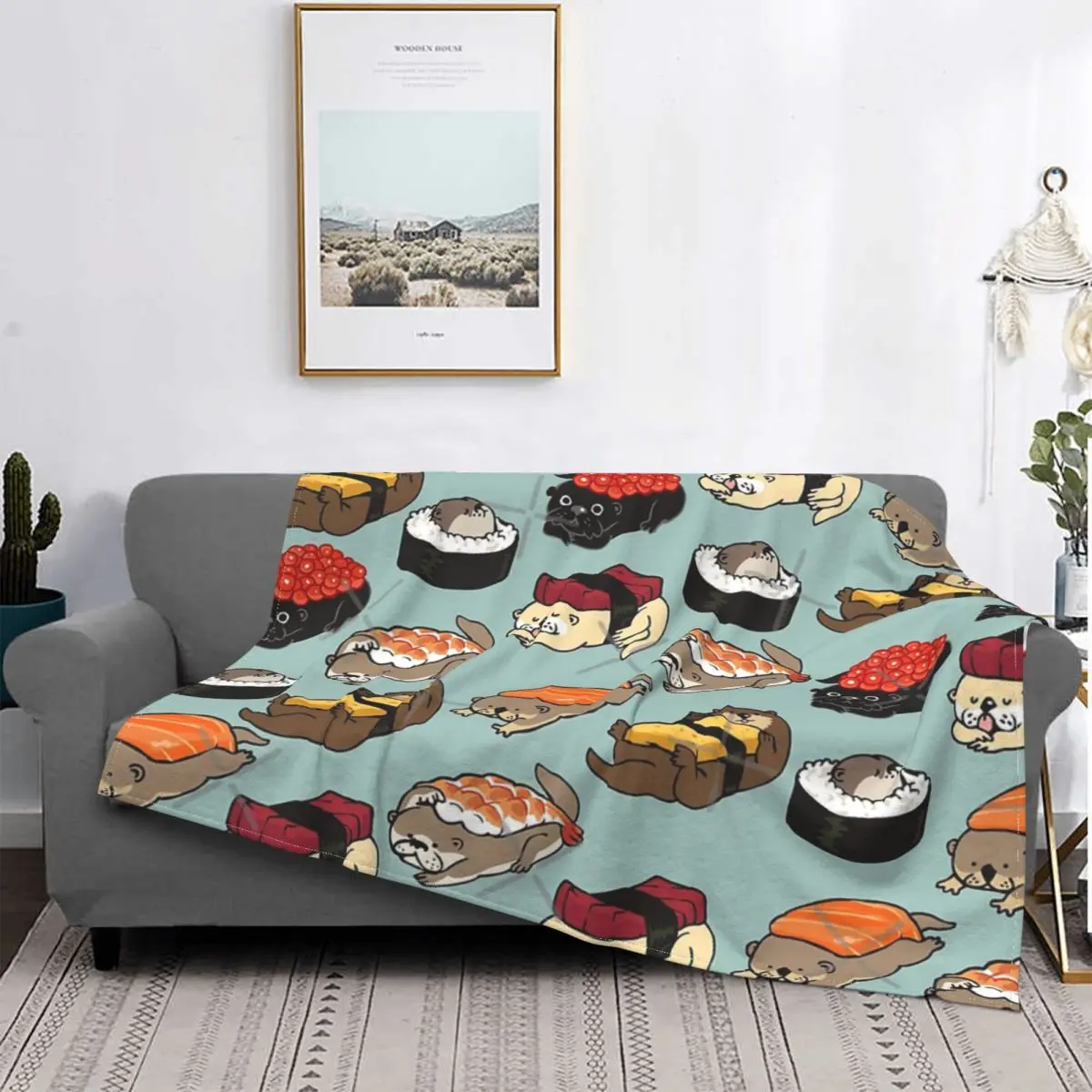 

Одеяло для суши и выдры, покрывало для кровати, клетчатое полотенце для дивана, Пляжное летнее одеяло, одеяло для новорожденных