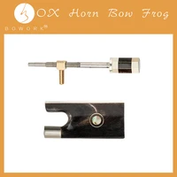 bowork professional black ox horn advanced level cupronickel mounted frog for 44 violin bow wbuttons