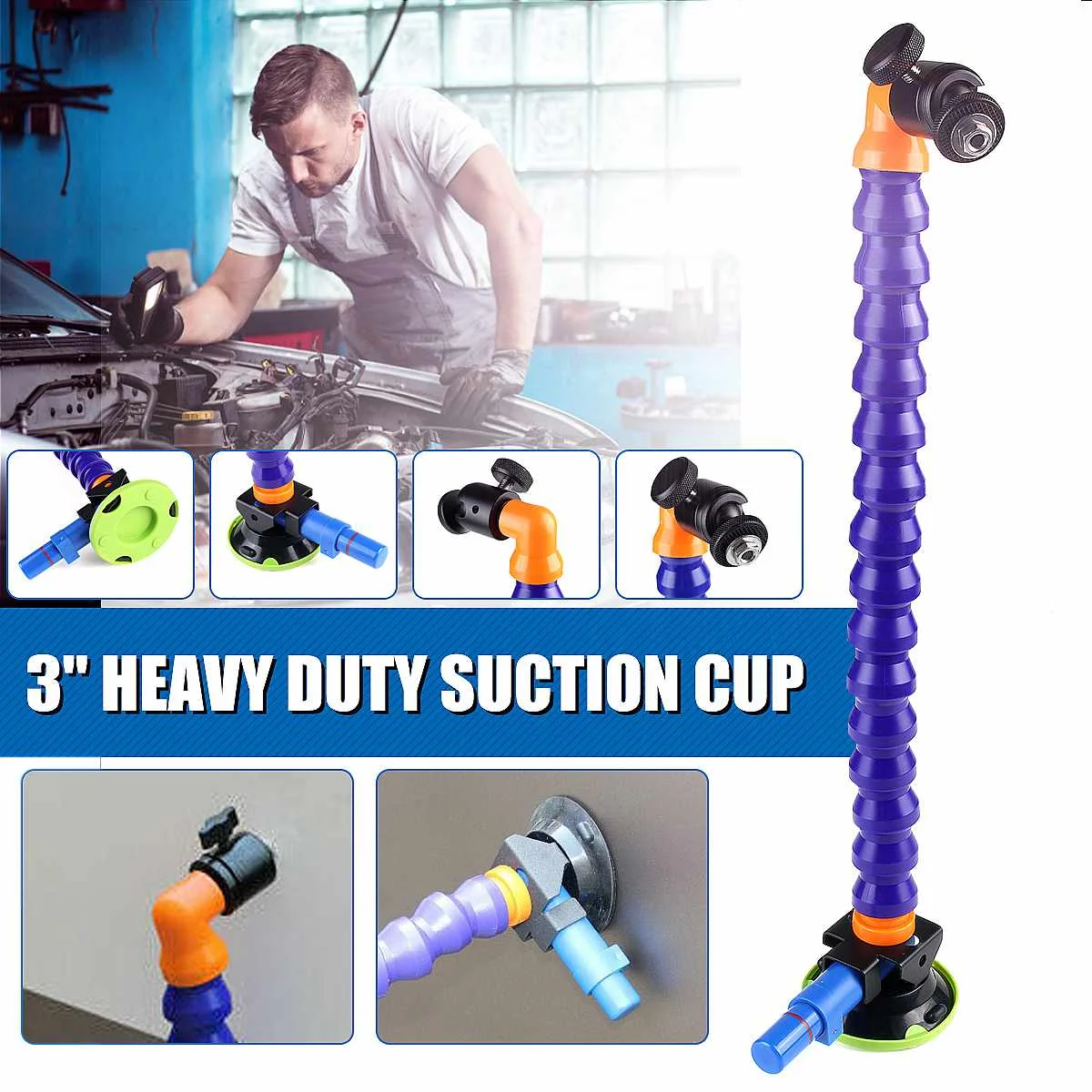

Heavy Duty Hand Pump Suction Cup 3 inch with Flexible Gooseneck Pipe 360 Degree Tripod Head for Dent Repair LED Lamp Holder