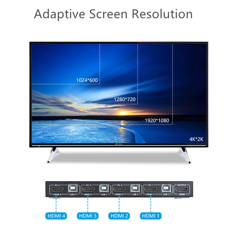 Новинка 4 порта HDMI совместимый KVM коммутатор в 1 выход USB переключатель сплиттер