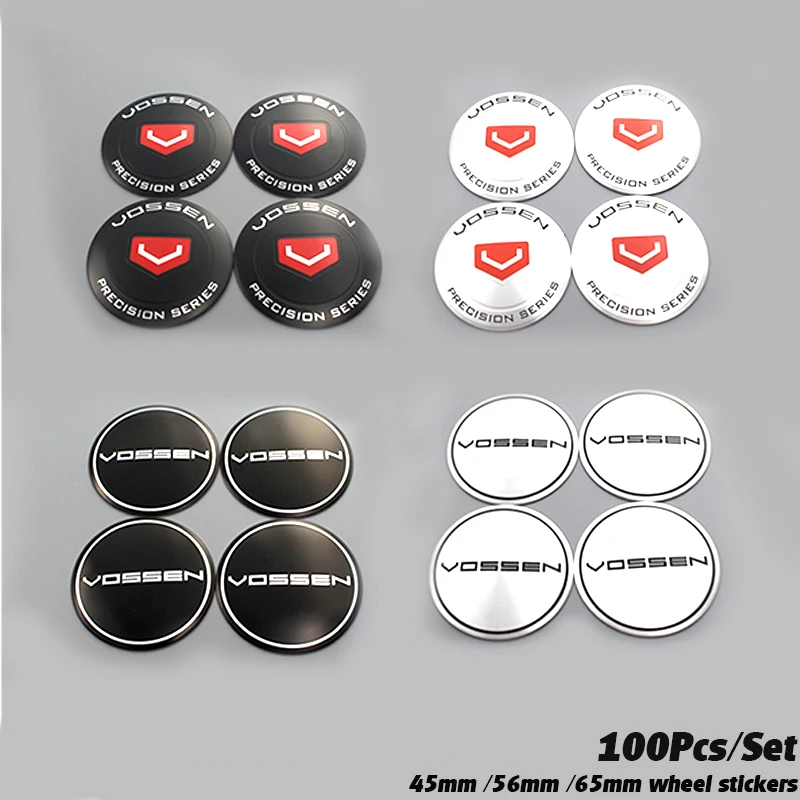 

65mm 45mm 100pcs Car Emblem Badge Wheel Hub decals 56mm for Vossen Wheel Center Caps Covers Car Styling Streering Wheel Sticker
