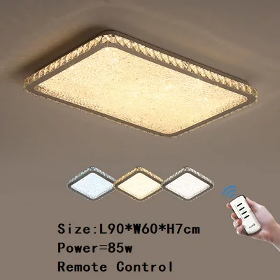 L90xW60cm RC dimming Современный хрустальный светильник-люстра в виде подсвечника кристальная круговая квадратная iluminaria люстры потолочные люстры de cristal luminarias - Цвет абажура: L90xW60cm RC dimming