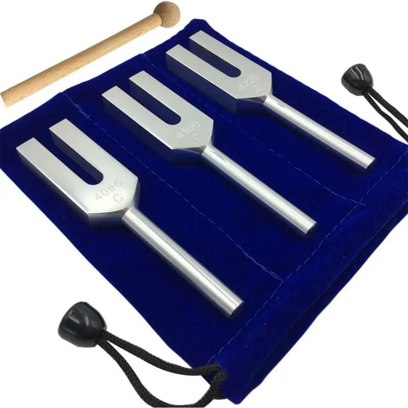 

Angel Tuning Forks-4096 Hz, 4160 Hz, 4225 Hz with Wood Hammer and Velvet Pouch U2JD