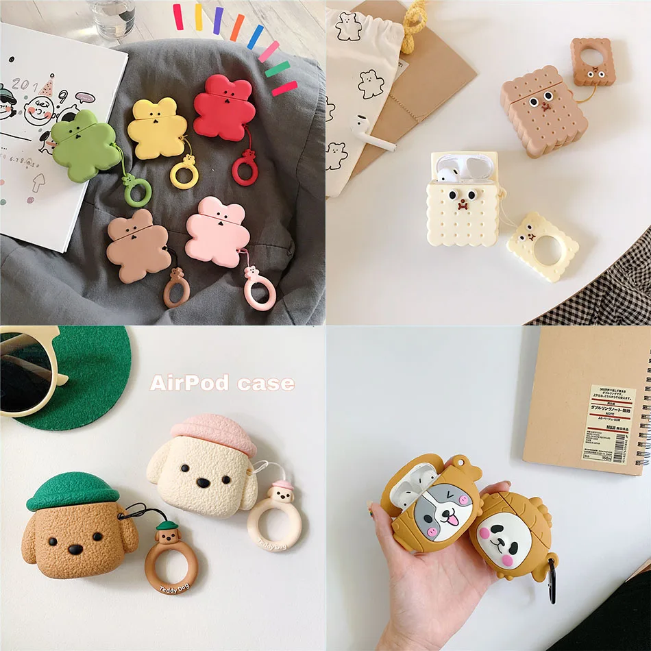Для AirPods чехол 3D мультфильм еда наушники для Apple Airpods 2 Kawaii забавные аксессуары