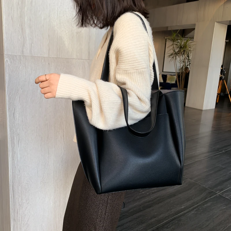 

Hot sale large women's bag large capacity shoulder bags high quality PU leather shoulder bags ladies wild bags sac a main femme