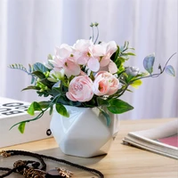high end nordic artificial peony green plant bonsai flower potted plant decoration wedding home hotel dining table decoration