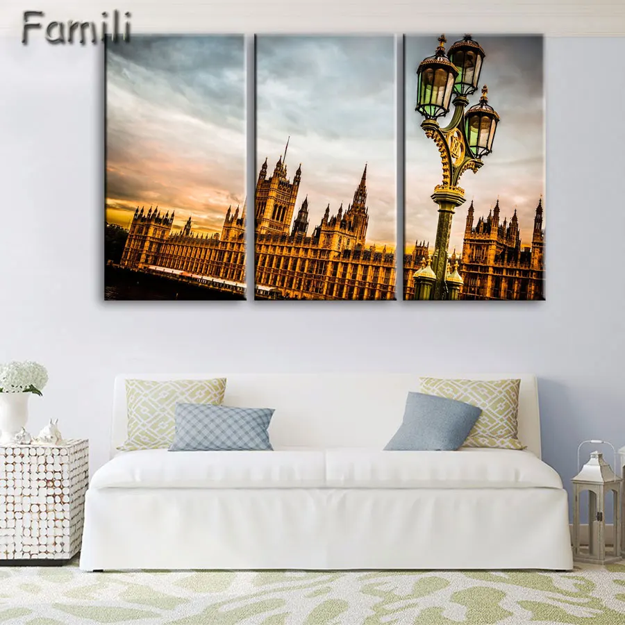 

3pcs Home Decor Pictures European London Architecture Canvas Painting Wall Decor Canvas Art Wall Pictures for Living Room