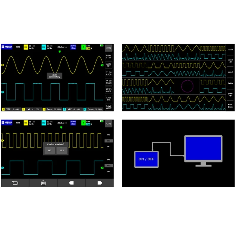 

2020 New 1013D Dual Channel 100M Bandwidth 1GS Sampling Rate Digital Tablet Oscilloscope
