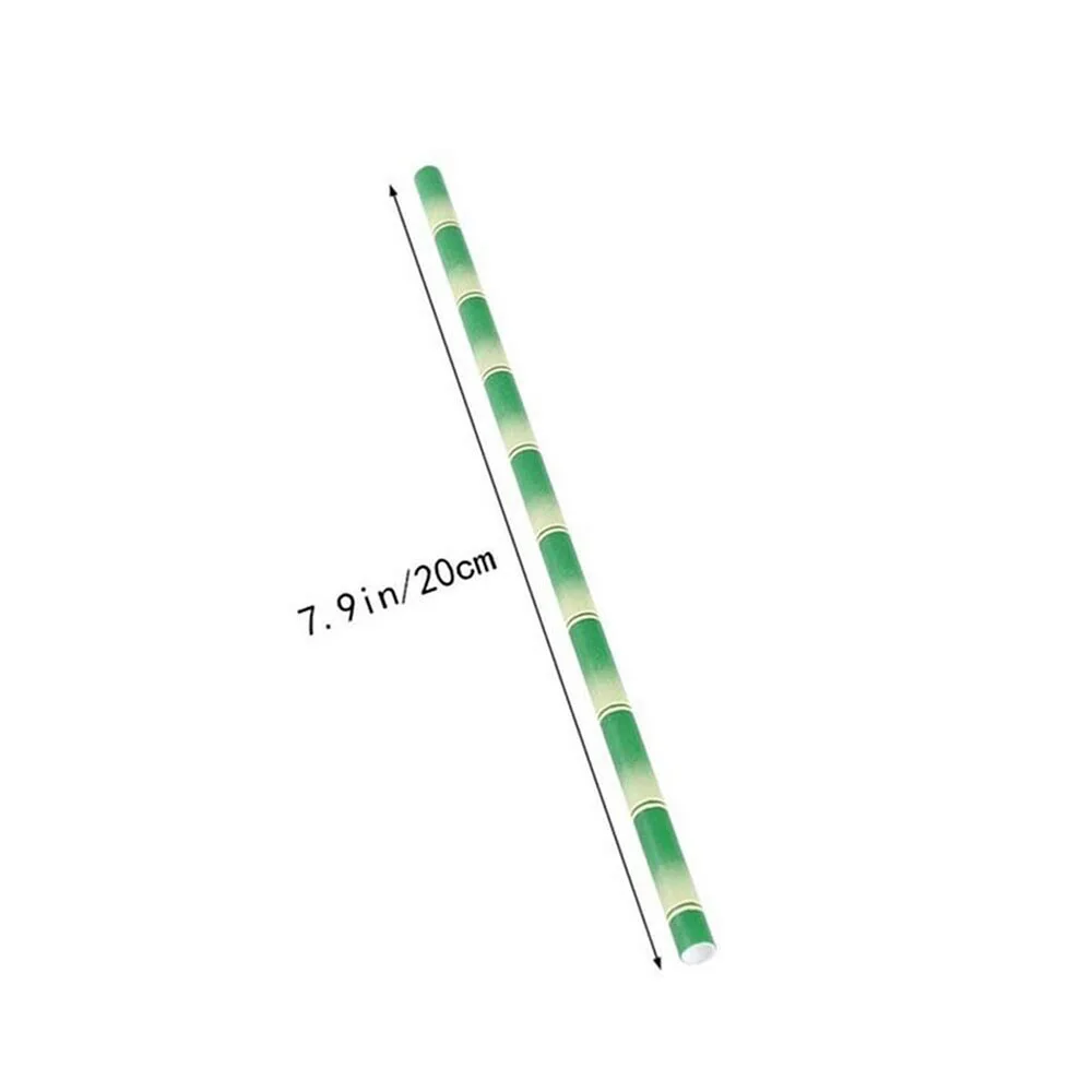 

200Pcs Drinking Straw Flat Mouth Bamboo Pattern Paper Straw Party Supplies Degradable Paper Straw wholesale Drop Shipping