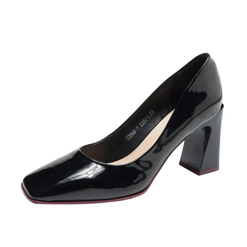 

Square Heels Office Shoe New Show Thin Shallow Women Pumps Fashion Solid Pointed Toe High Heels Shoes Women's Zapatos Mujer