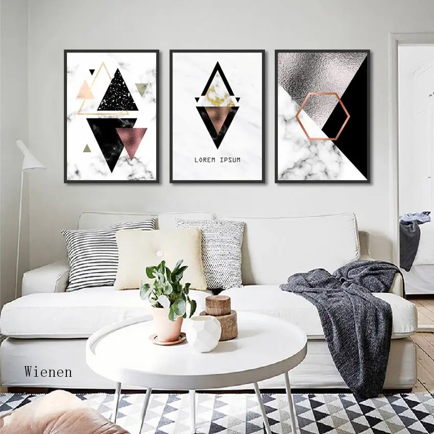 

Abstract Geometric Graphic Art Poster Triangle Print Canvas Painting Photo Living Room Home Wall Decoration Frameless