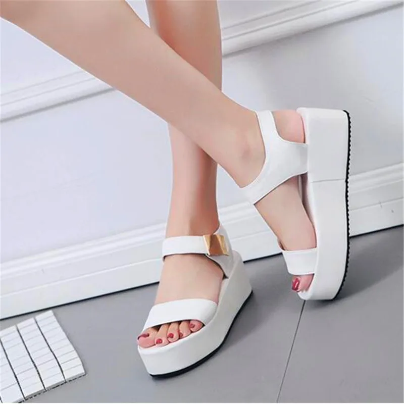 

Summer new fashion female models muffin thick bottom wedge fish mouth Roman female sandals