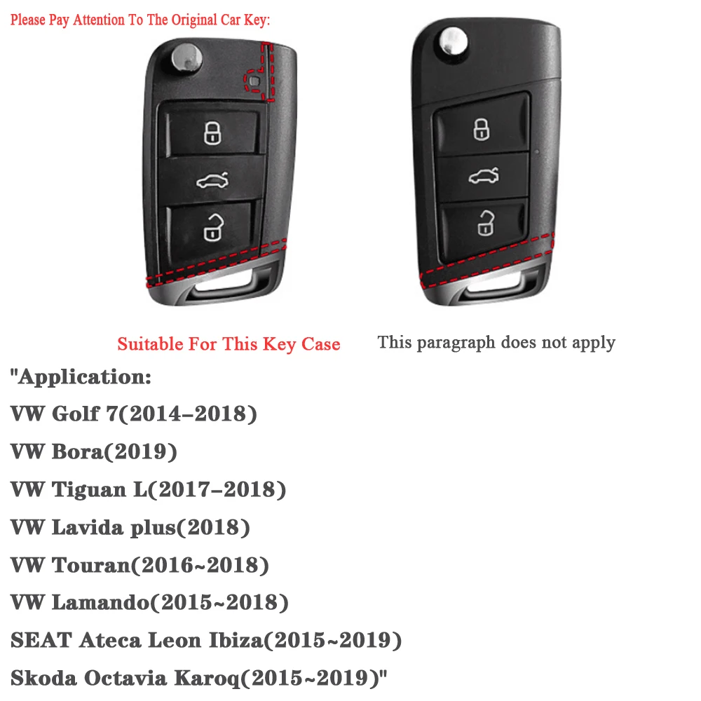 

3 Button Car Key Case Cover For Volkswagen VW Polo Bora Golf 7 Tiguan For Skoda Octavia Kodiaq Karoq For Seat Ateca Leon Key Bag