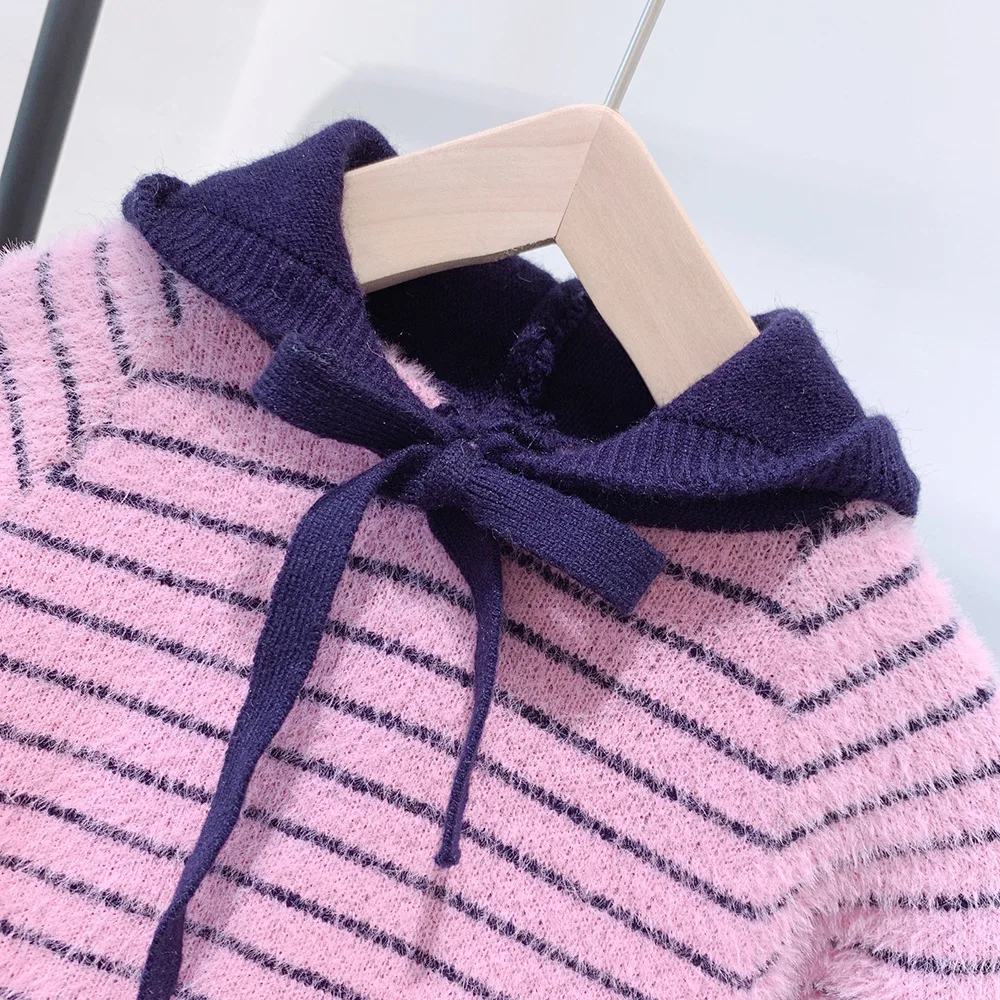 Children's boys and girls hooded hooded striped sweater