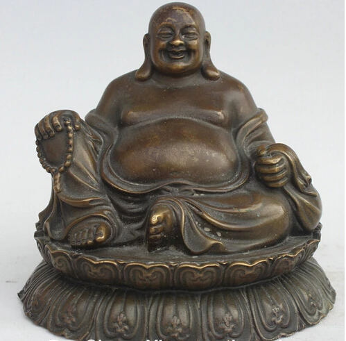 Китайское народное бронзовое сиденье счастливый смех Майтрейя богатство Будды 6