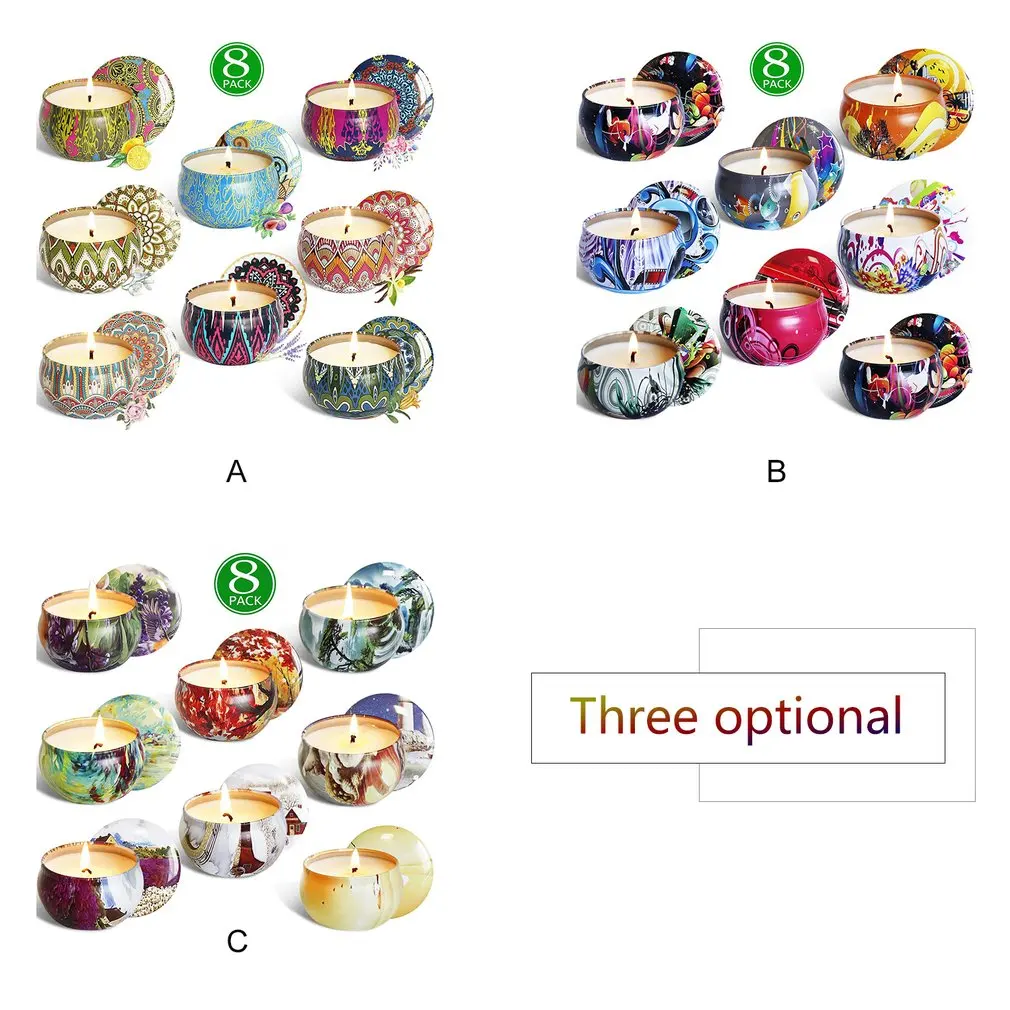 8 шт./компл. портативные ароматические свечи роза лаванда жестяная свеча подарок