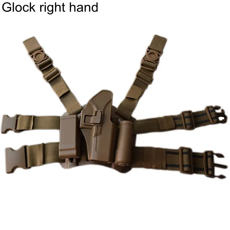 Glock tan right Тактическая кобура Glock 17 19 Beretta 92 ножная кобура военный пистолет кобура для ног левая рука принадлежности для пистолета Глок кобура для стрельбы из пистолета - Цвет: Glock tan right