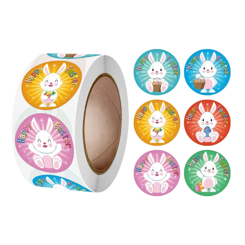 

500pcs Happy Easter Self Adhesive Paper Sticker Cake Baking Seal Labels Easter Party Gift Bag Box Envelope Decoration