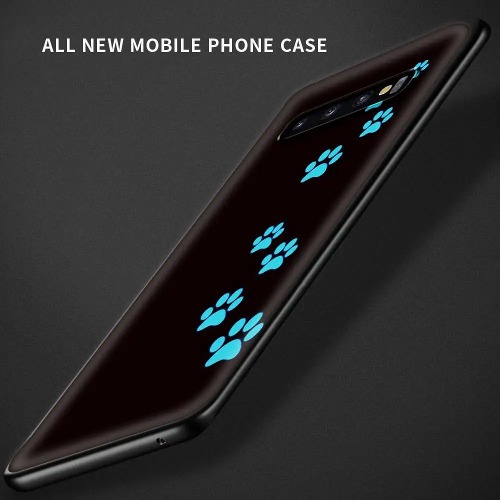 

Black Soft Couqe for Samsung Galaxy S21 S20 FE S10E S10 Lite S9 S8 S20 Plus Ultra 5G Phone Case Shell Dog Footprint