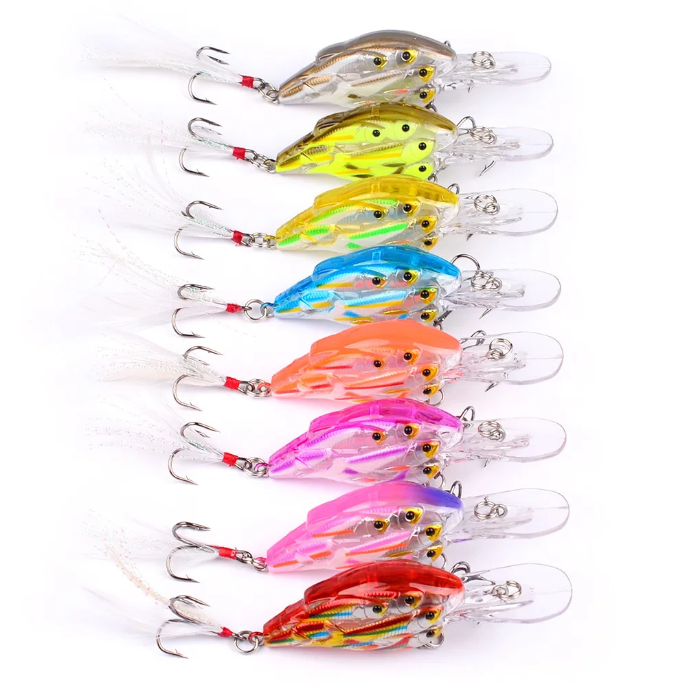 

Crankbait 3D Eyes Ocean Beach Fishing Bait 80mm/9.3g Wobblers Trolling Floating Lure Treble Hooks Feeder Artificial Hard bait