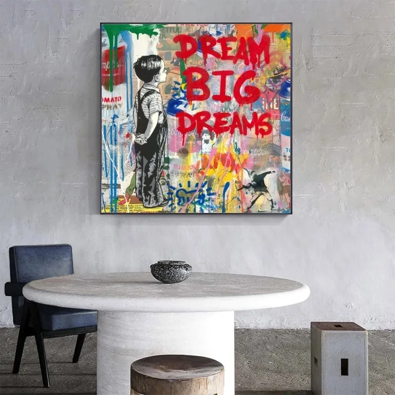 

Banksy Pop Street Art Dream Posters And Prints Animals Graffiti Art Canvas Paintings Wall Art Pictures for Home Decor (No Frame)