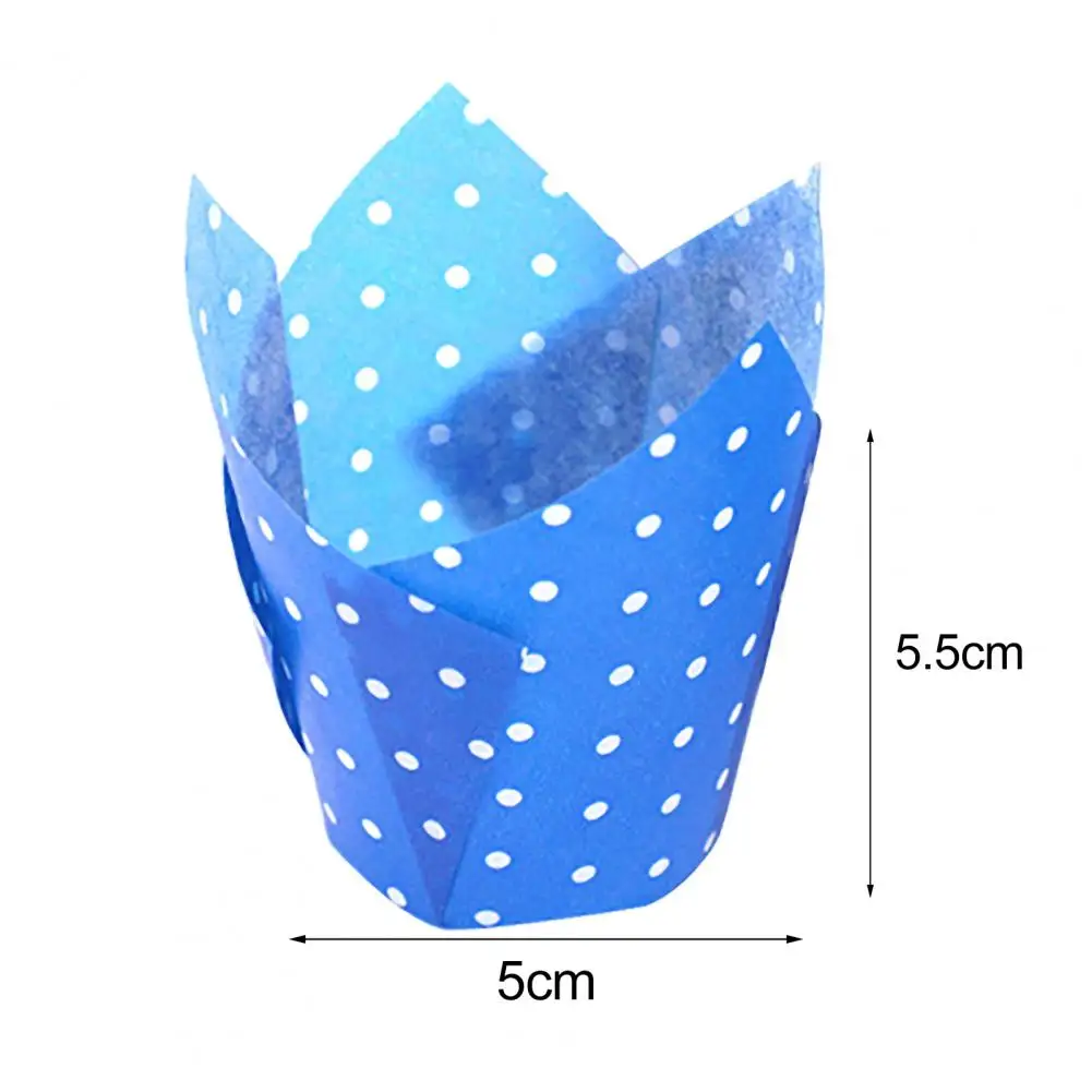 

50Pcs Cake Cup Dots Pattern Non-sticky Baking Tools Tulip Shape Colorful Cupcake Liner for Muffin