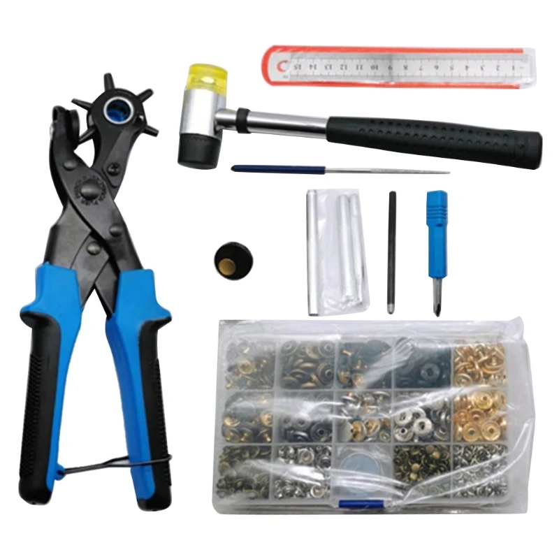

Leather Hole Punch Pliers Tool Snap Button Set DIY Home Craft Projects Rotary Puncher Cutter Working for Belt Strap